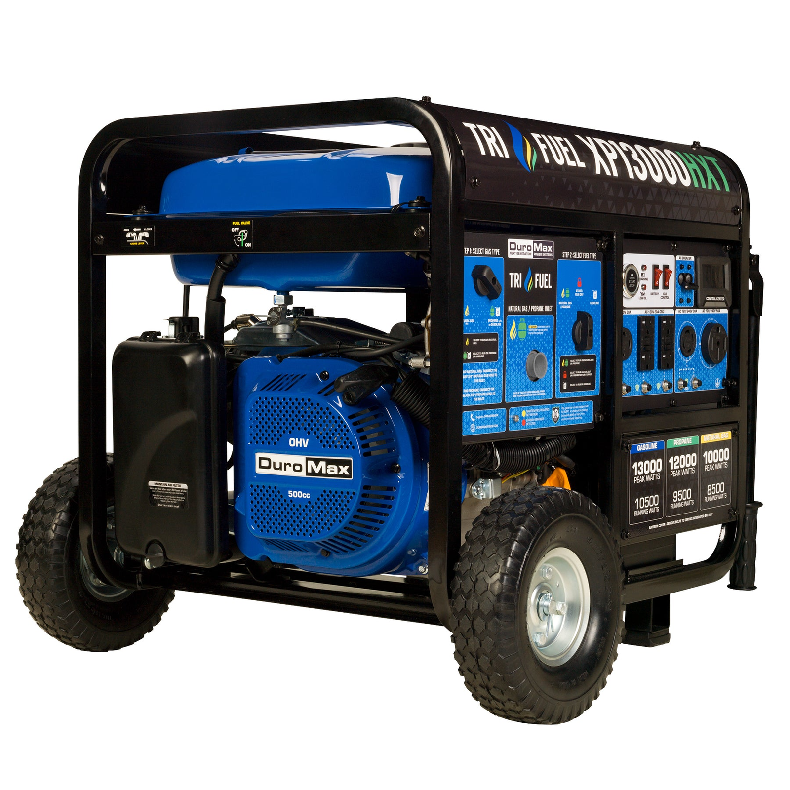 laitmm-product-38-image-1.png DuroMax XP13000HXT 13,000 Watt Electric Start Tri-Fuel Portable Generator w/ CO Alert - Image 1