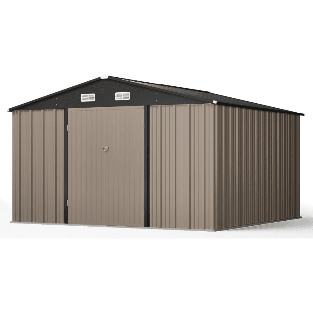 ltm-product-224-image-1.png VEIKOUS 10 ft. W x 10 ft. D Outdoor Metal Storage Shed in Gray (100 sq. ft.) - Image 1
