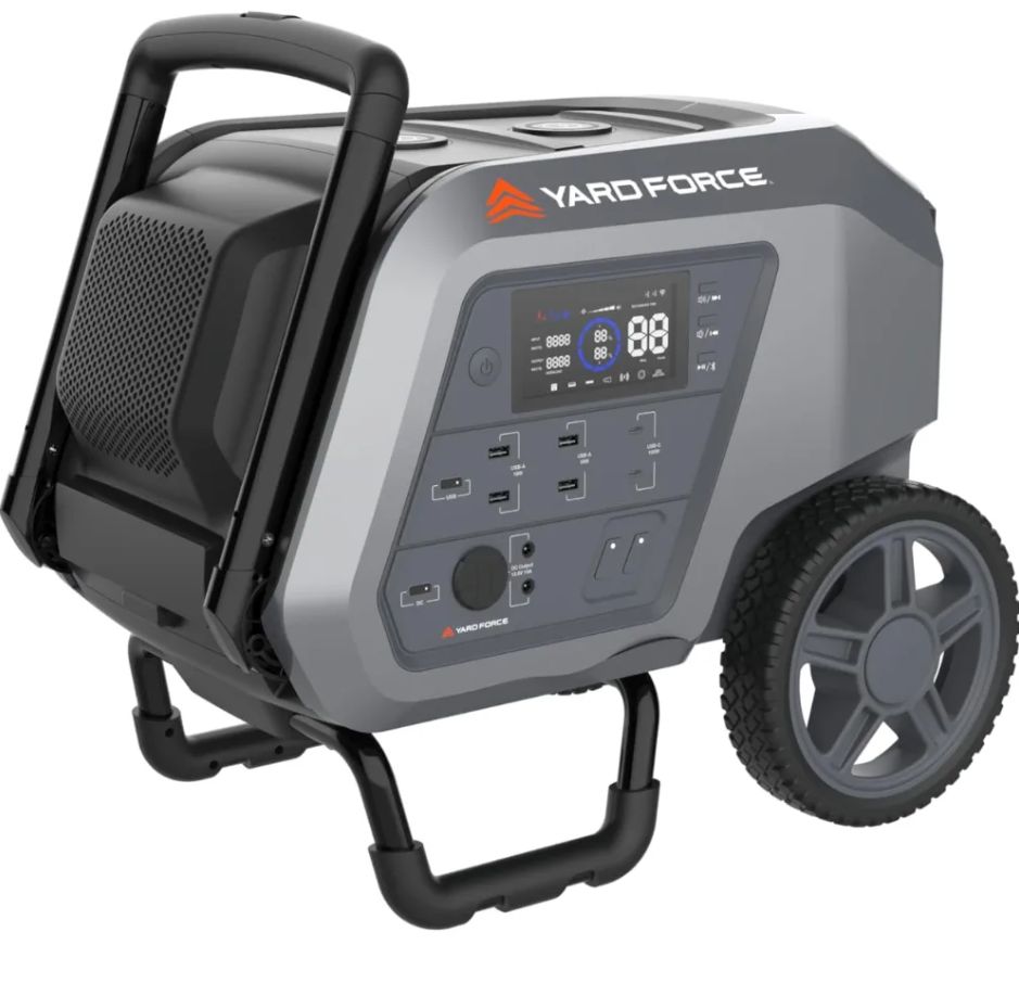 ltm-product-44-image-1.png Yard Force Portable Power Station 2400-Watt Continuous 4800-Watt Peak, Bluetooth speaker, WIFI connection, Wireless Charging, RV 30A plug, LED light - Image 1