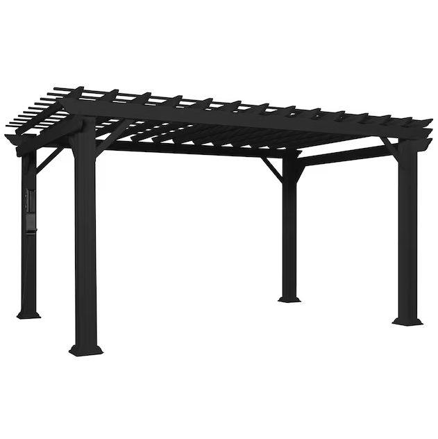 ltm-product-99-image-1.png Stratford 12 Ft. X 10 Ft. Black Steel Traditional Pergola with Sail Shade Soft Canopy - Image 1