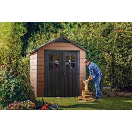 Keter Newton 7 x 7 ft Resin Storage Shed – Double Door Apex Roof Outdoor Plastic Shed - image 2