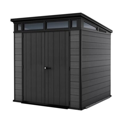 Keter Cortina 7 x 7 ft Resin Storage Shed – Outdoor Plastic Garden Shed, Gray