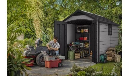 Keter Premier 7.5 x 11 ft Resin Storage Shed – Large Outdoor Plastic Garden Shed, Gray - image 2