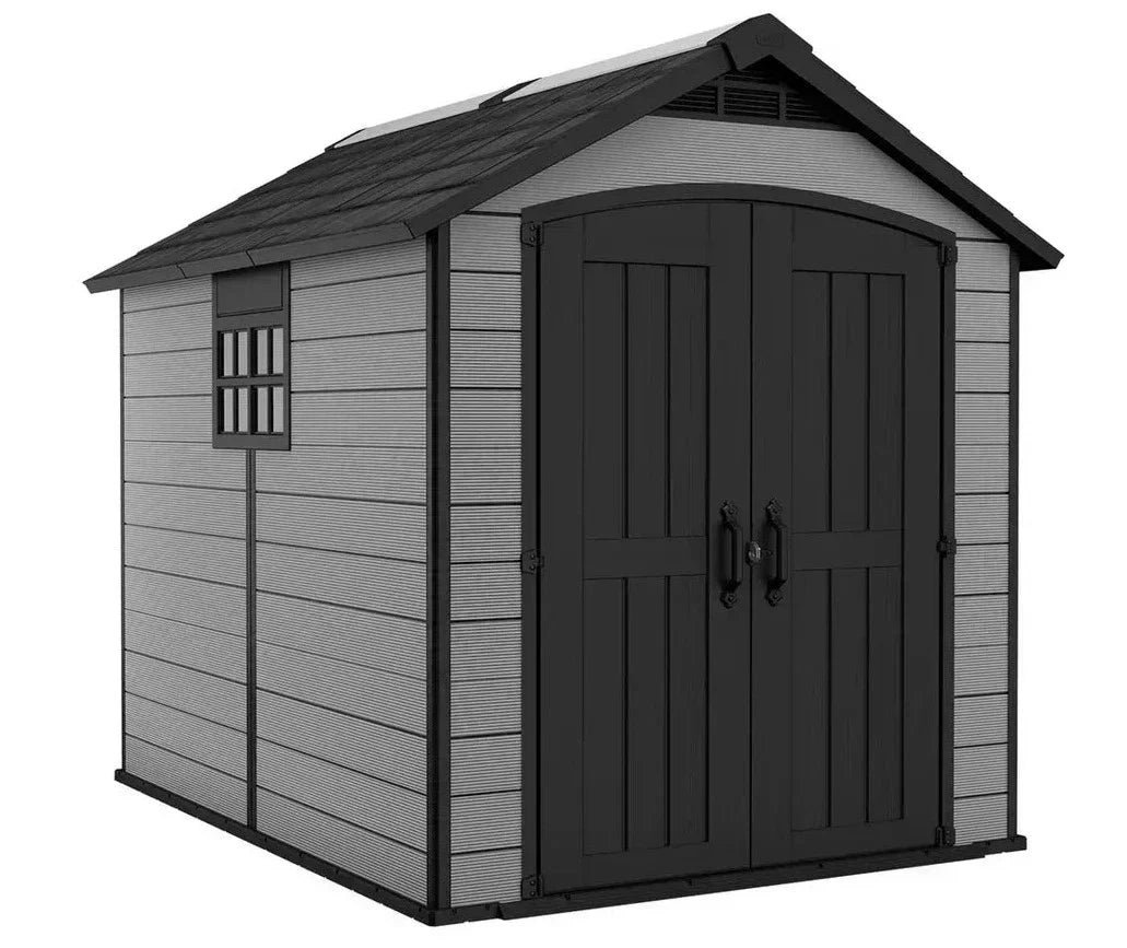 1488700_R_Z001A.jpg Keter Premier 7.5 x 9 ft Resin Storage Shed – Outdoor Plastic Garden Shed, Gray