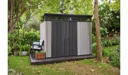 Keter Artisan 9 x 7 ft Resin Storage Shed – Double Door Pent Roof Outdoor Plastic Shed - image 2
