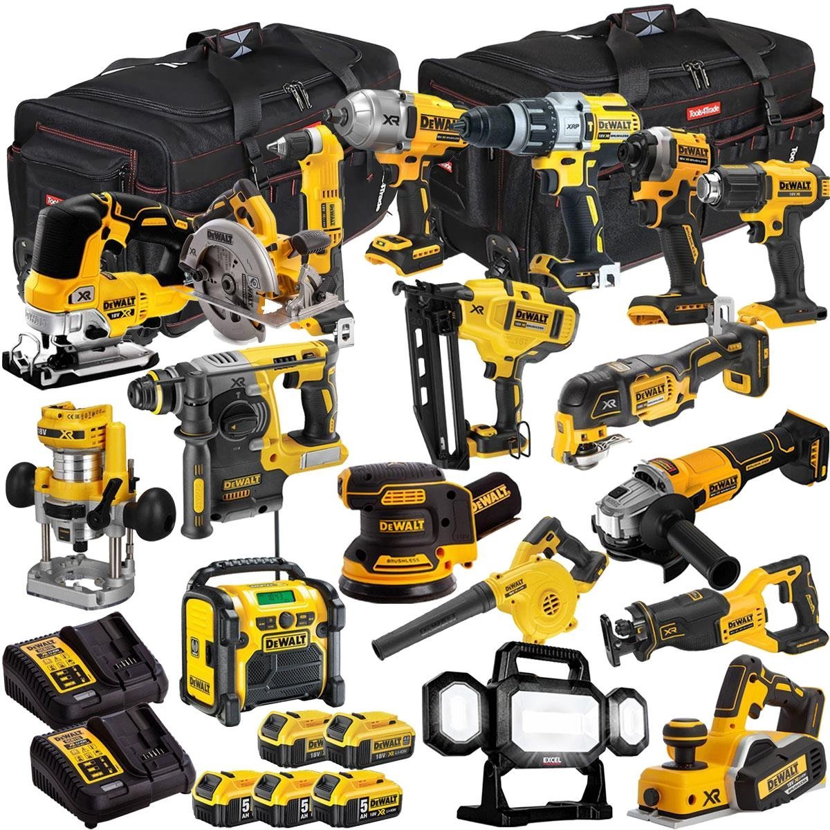 33539a86-610f-4648-ac28-c40b4458bdfe_665868c0-8fe6-4480-b8f2-c31b060e3f1b.jpg DEWALT 20V MAX XR 18 Tool Combo Kit with 5 Batteries & Charger – Cordless Power Tool Set (T4TKIT-1067)