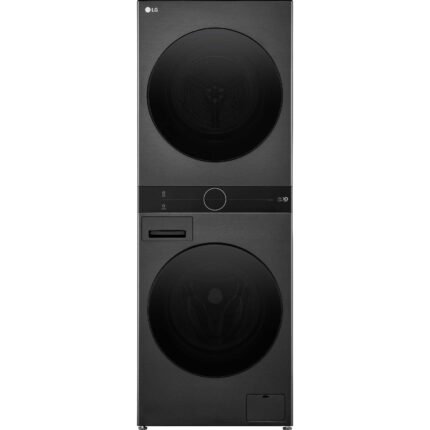 LG WashTower Washer & Dryer Stack – Wi-Fi Smart Front Load Washer and Dryer, Platinum Black