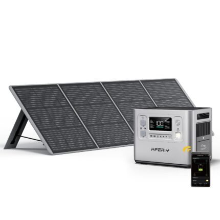 AFERIY 2400W 2048Wh Portable Power Station with 200W Solar Panel – LiFePO4 Solar Generator, 1.5 Hr Fast Charge