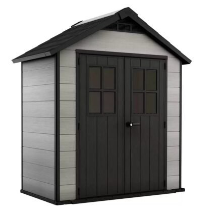 Keter Oakland 7.5 x 4 ft Resin Storage Shed – Compact Outdoor Plastic Shed, Gray