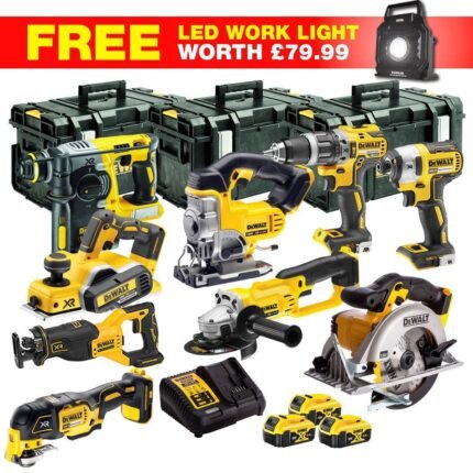 DEWALT 20V MAX XR 10 Tool Combo Kit with 3 x 5.0Ah Batteries, Work Light & ToughSystem Box (DCKT4T10WLF)