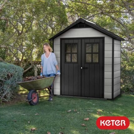 Keter Oakland 7.5 x 4 ft Resin Storage Shed – Compact Outdoor Plastic Shed, Gray - image 2