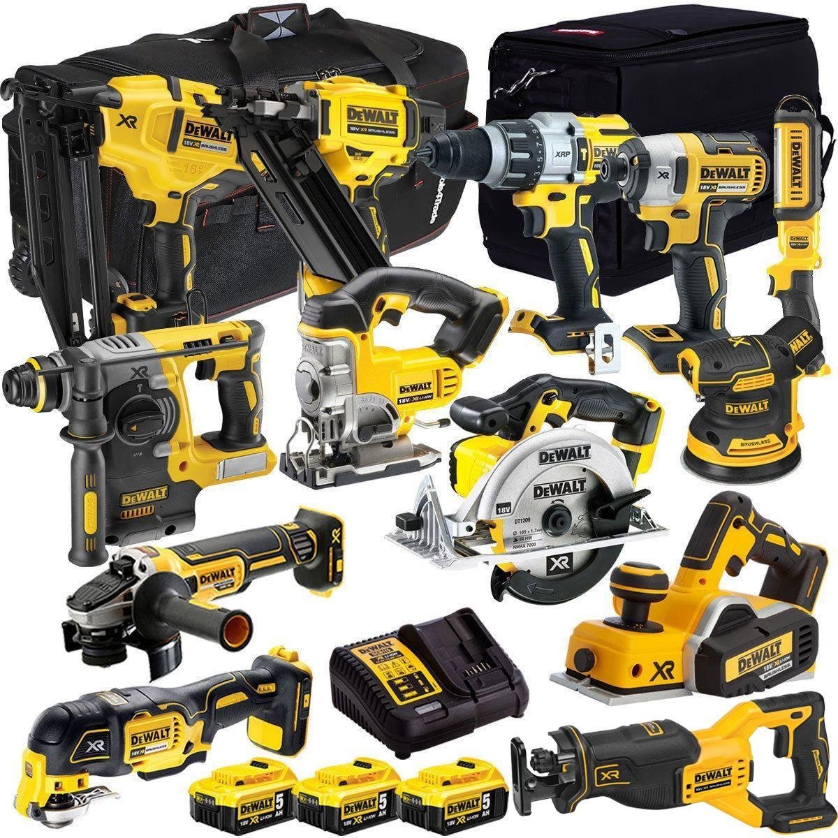 8a9313ef-692b-4946-84be-b717f386ca7c.jpg DEWALT 20V MAX XR 13 Tool Combo Kit with 3 x 5.0Ah Batteries, Charger & Tool Bags (T4TKIT-12846)