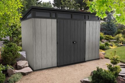 Keter Artisan 11 x 7 ft Resin Storage Shed – Double Door Pent Roof Outdoor Plastic Shed - image 2