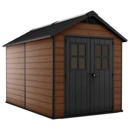 Keter Newton 7 x 11 ft Resin Storage Shed – Double Door Apex Roof Outdoor Plastic Shed