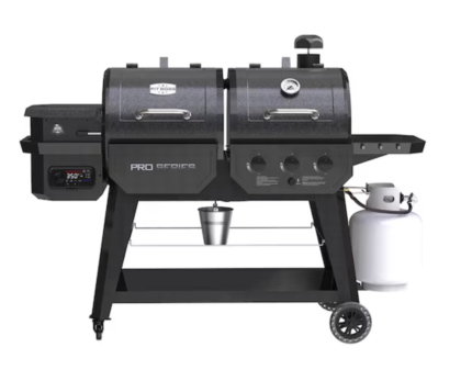 Pit Boss Pro Series Gas & Pellet Combo Grill – Wood Pellet Smoker and Propane Grill, Gray