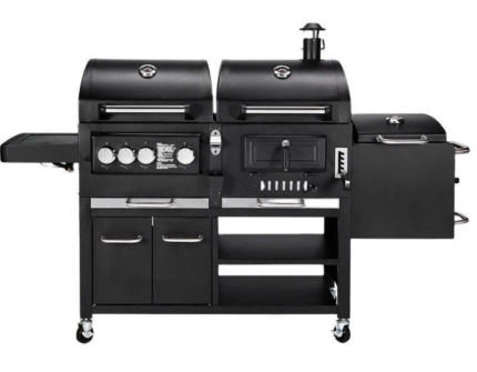 Large Gas and Charcoal Combo Grill with Side Burner & Offset Smoker – Dual Fuel Outdoor BBQ Grill