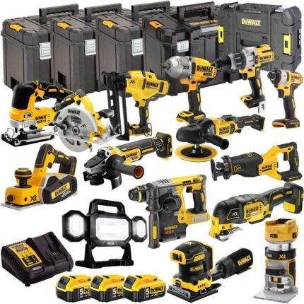 DEWALT 20V MAX XR 15 Tool Combo Kit with 3 x 5.0Ah Batteries – Brushless Drill, Impact Driver & Wrench