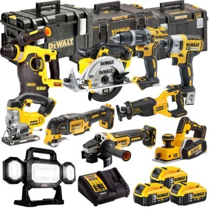 DEWALT 20V MAX XR 10 Tool Combo Kit with 3 x 5.0Ah Batteries, Charger & ToughSystem Box (DCKT4T10P12)
