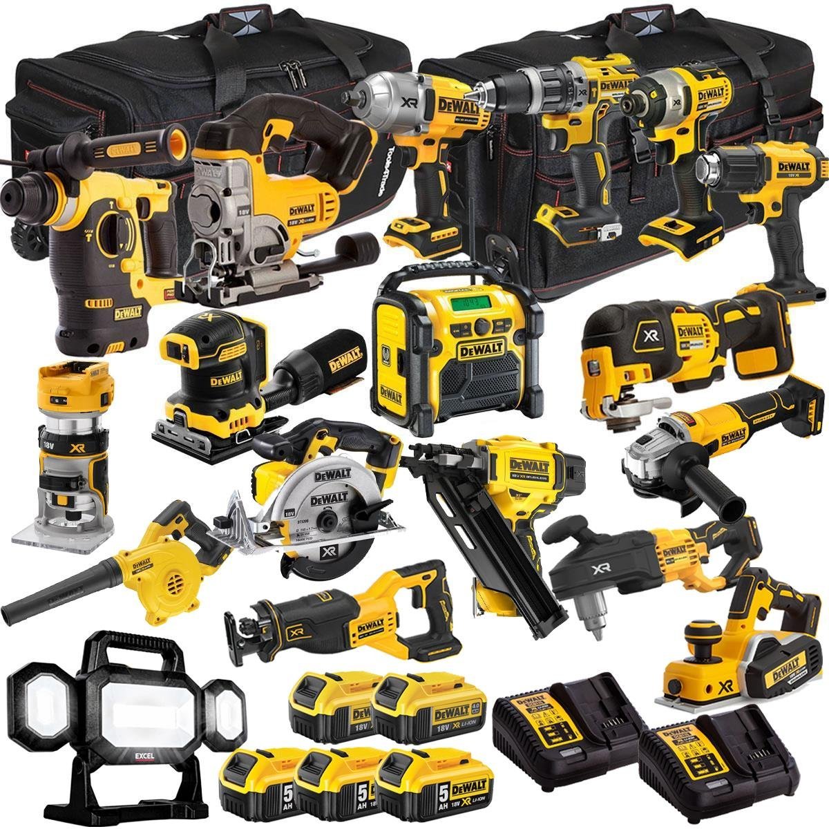 c932ea54-0422-42b3-8e66-bb1ea1c46ffb_2d808cc7-dea8-4370-9590-40e680047eae.jpg DEWALT 20V MAX XR 18 Tool Combo Kit with 5 Batteries & Charger – Cordless Power Tool Set (T4TKIT-1311)