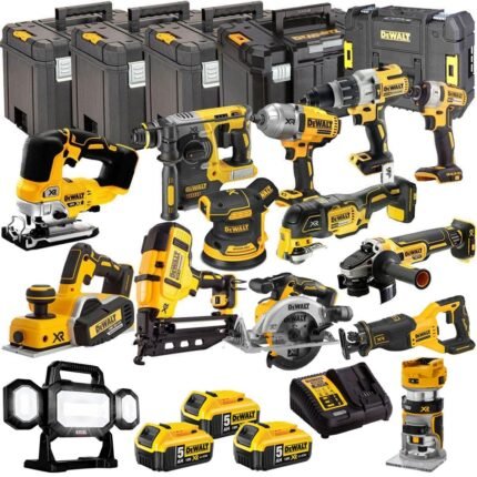 DEWALT 20V MAX XR 14 Tool Combo Kit with 3 x 5.0Ah Batteries – Brushless Drill, Impact Driver & Wrench