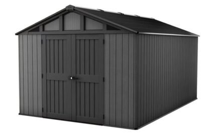 Keter Stronghold 10 x 15 ft Resin Storage Shed – Large Heavy Duty Outdoor Plastic Shed, Gray