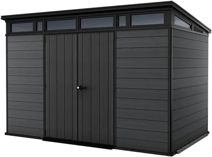 vwenko2yladqprkpnyod-700x518_55360d6f-840f-46dd-a380-417854484170.jpg Keter Cortina 11 x 7 ft Resin Storage Shed – Heavy Duty Pent Roof Outdoor Shed, Dark Gray